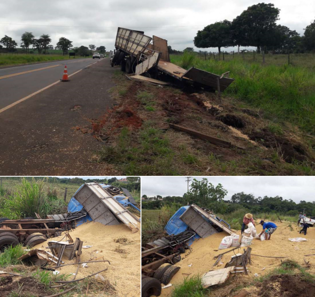 Caminhão carregado soja tomba em rodovia de Ibirá Votunews A